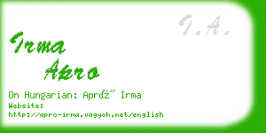 irma apro business card